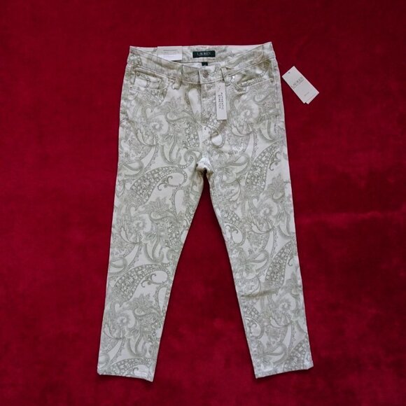 Ralph Lauren Print Jeans Women's Petite Size 4P Straight Leg Slim - Picture 1 of 9